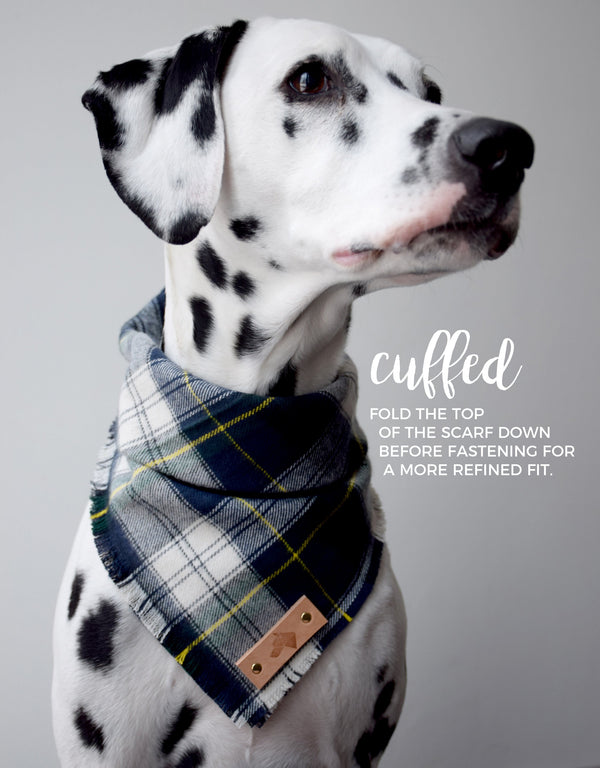 AMETHYST Fringed Flannel Dog Bandana - Snap/Tie On Cotton Scarf