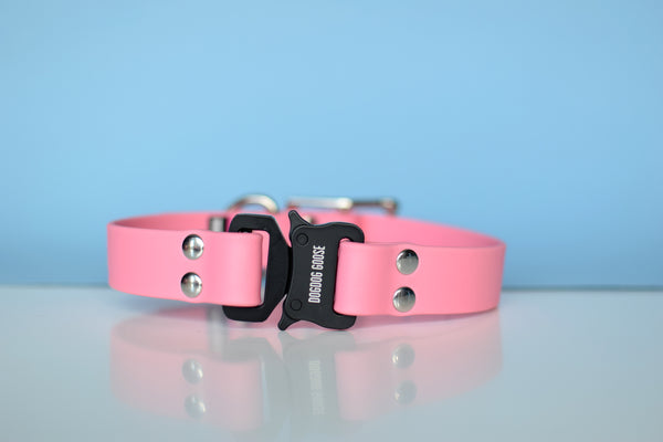 PREMADE COLLECTION - Pastel Pink & Nickel Biothane Dog Collar