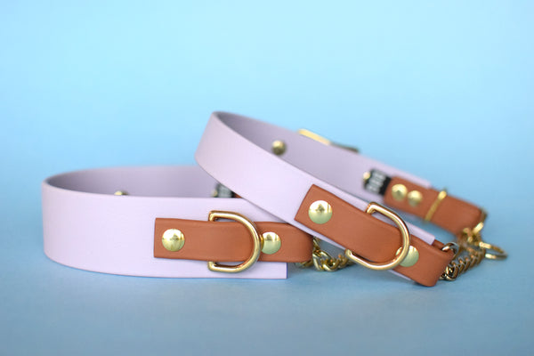 PREMADE COLLECTION - Pastel Purple & Tan Biothane Martingale Dog Collar