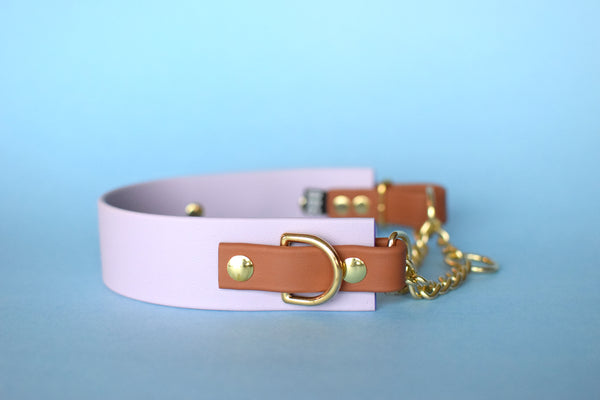 PREMADE COLLECTION - Pastel Purple & Tan Biothane Martingale Dog Collar