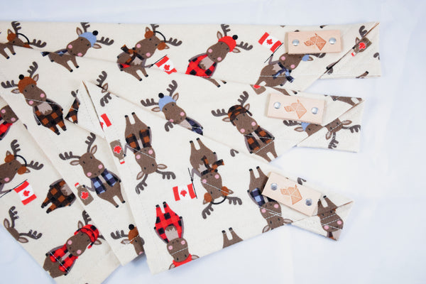 Dog Bandana - Flannel Moose Canada Day Cotton Dog Scarf