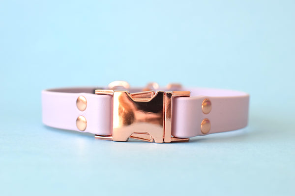 HARDWARE RETIREMENT SALE - Pastel Purple & Rose Gold Biothane Dog Collar