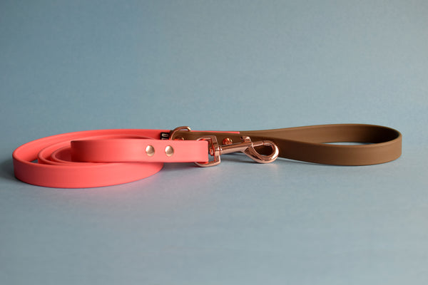 PREMADE COLLECTION - Coral & Coyote Brown Biothane Dog Leash