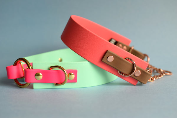 PREMADE COLLECTION - Coral & Coyote Brown Biothane Martingale Dog Collar