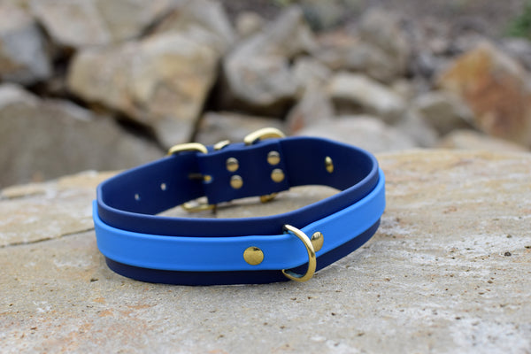 PREMADE COLLECTION - Navy & Sky Blue Biothane Dog Collar