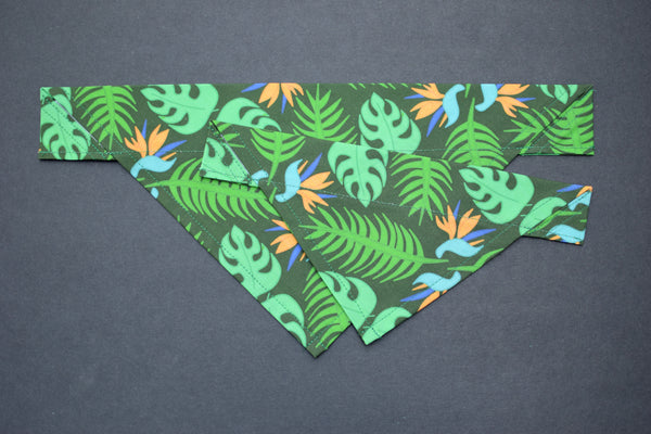Dog Bandana - "Tropical Leaves" Artisan Series Cotton Dog Scarf, Craftsturbator//Sibina Fisher