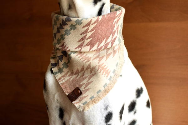 TUCSON Luxe Fringed Flannel Dog Bandana - Snap/Tie On Cotton Scarf