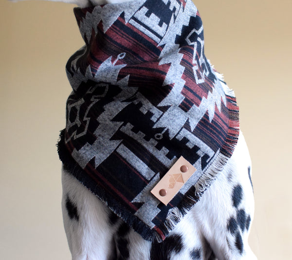 RUST Luxe Fringed Flannel Dog Bandana - Snap/Tie On Cotton Scarf