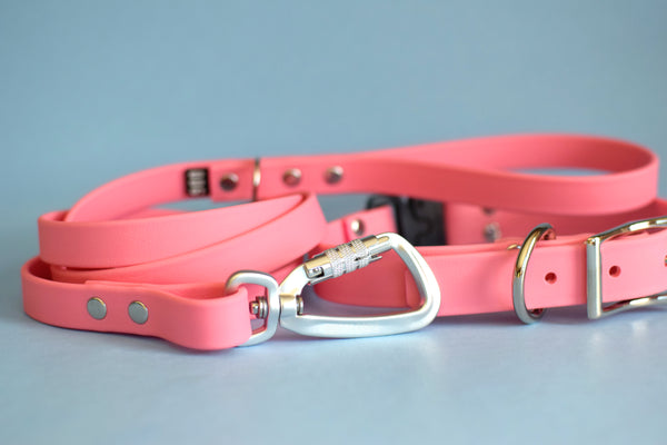 PREMADE COLLECTION - Pastel Pink & Nickel Biothane Dog Collar