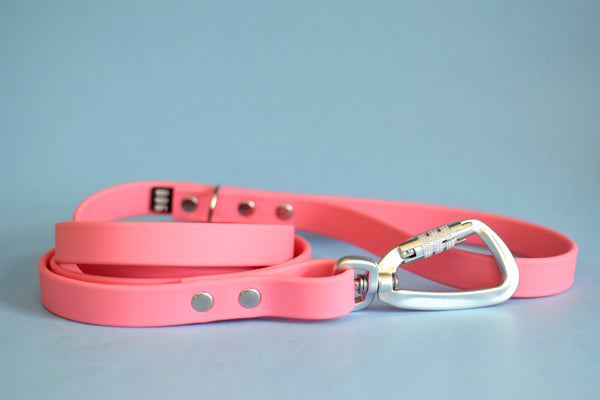 PREMADE COLLECTION - Pastel Pink & Nickel Biothane Dog Leash