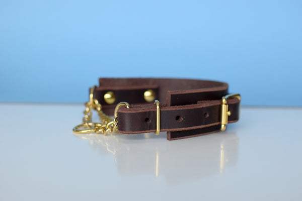 EXCLUSIVE LEATHER COLLECTION - Mahogany Leather Martingale Collar