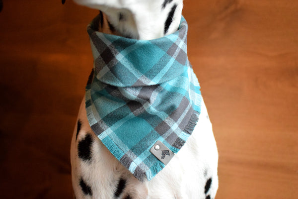 PEYTO Fringed Flannel Dog Bandana - Snap/Tie On Cotton Scarf