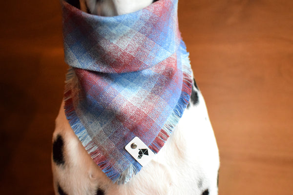 OPAL Fringed Flannel Dog Bandana - Snap/Tie On Cotton Scarf