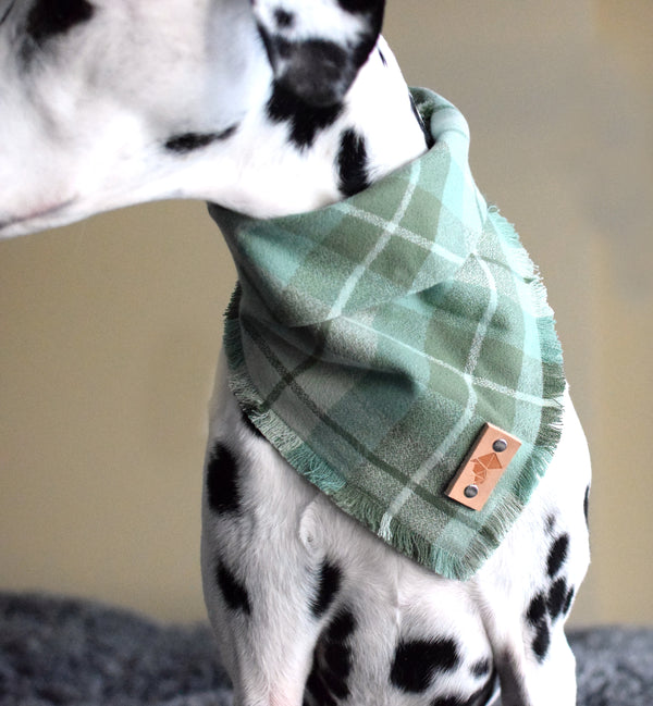 JADE Fringed Flannel Dog Bandana - Snap/Tie On Cotton Scarf