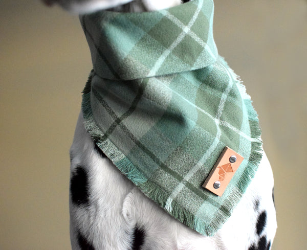 JADE Fringed Flannel Dog Bandana - Snap/Tie On Cotton Scarf