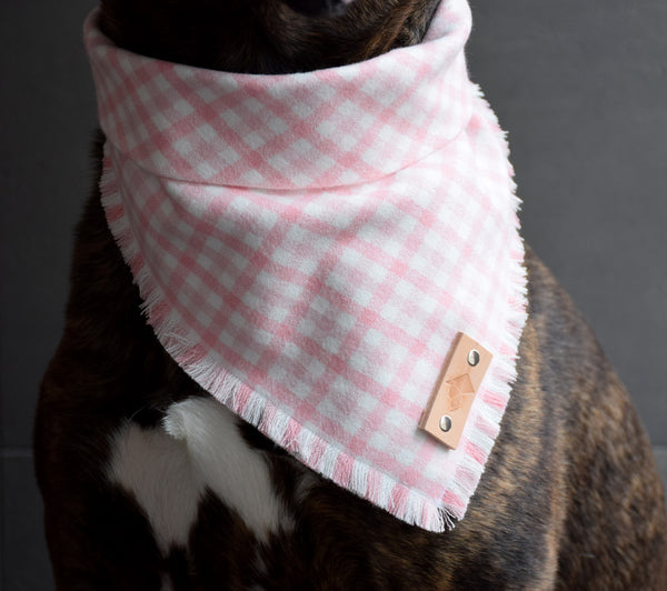 ÈTOILE Fringed Flannel Dog Bandana - Snap/Tie On Cotton Scarf