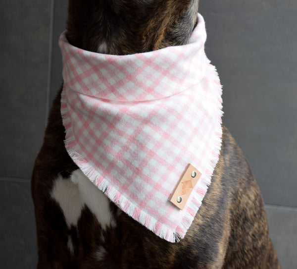 ÈTOILE Fringed Flannel Dog Bandana - Snap/Tie On Cotton Scarf