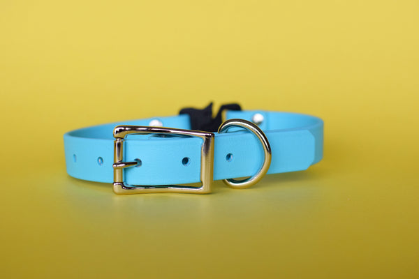 PREMADE COLLECTION - Baby Blue & Nickel Biothane Dog Collar