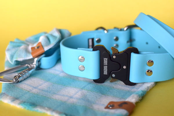 PREMADE COLLECTION - Baby Blue & Nickel Biothane Dog Collar