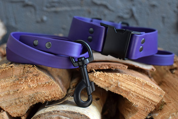 PREMADE COLLECTION - Purple & Black Biothane Dog Leash