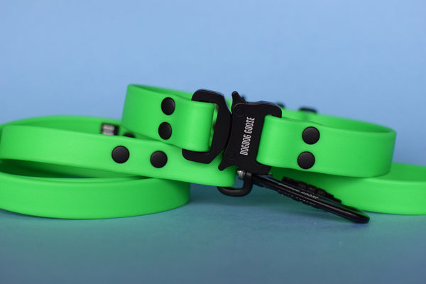 PREMADE COLLECTION - Neon Green & Black Biothane Dog Collar
