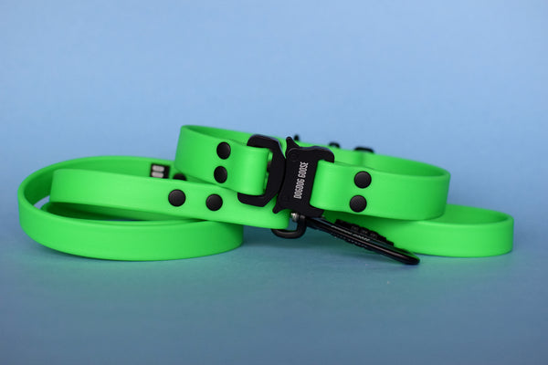 PREMADE COLLECTION - Neon Green & Black Biothane Dog Collar