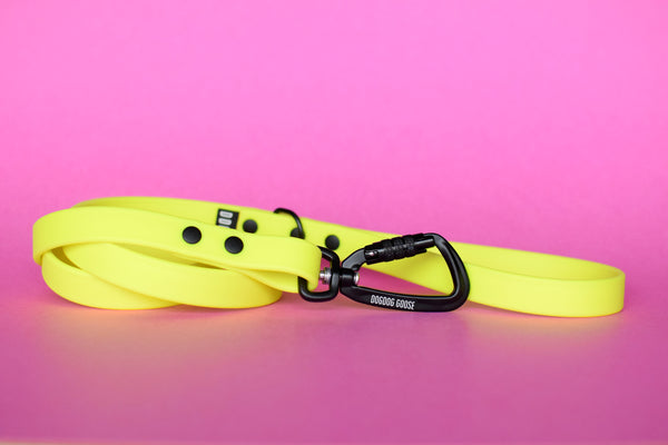 PREMADE COLLECTION - Neon Yellow & Black Biothane Dog Leash