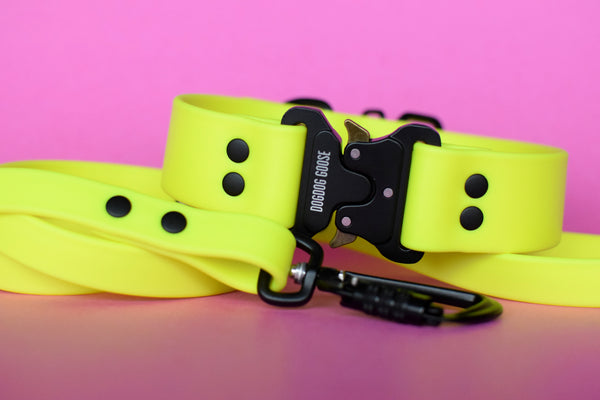 PREMADE COLLECTION - Neon Yellow & Black Biothane Dog Collar