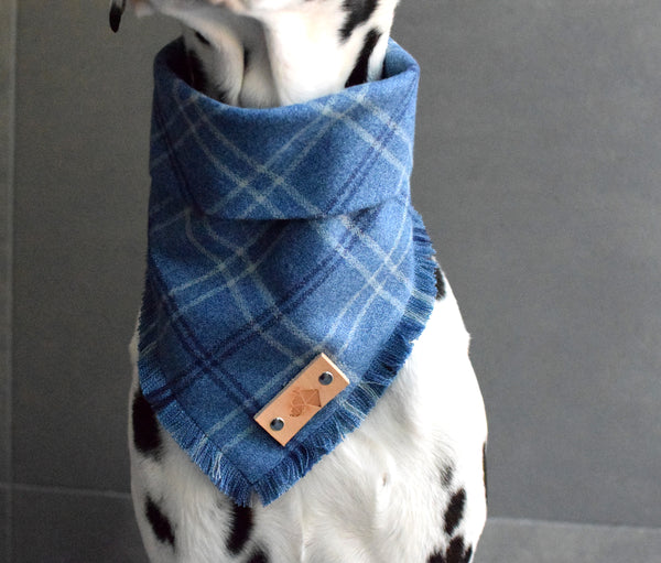 AMARILLO Fringed Flannel Dog Bandana - Snap/Tie On Cotton Scarf