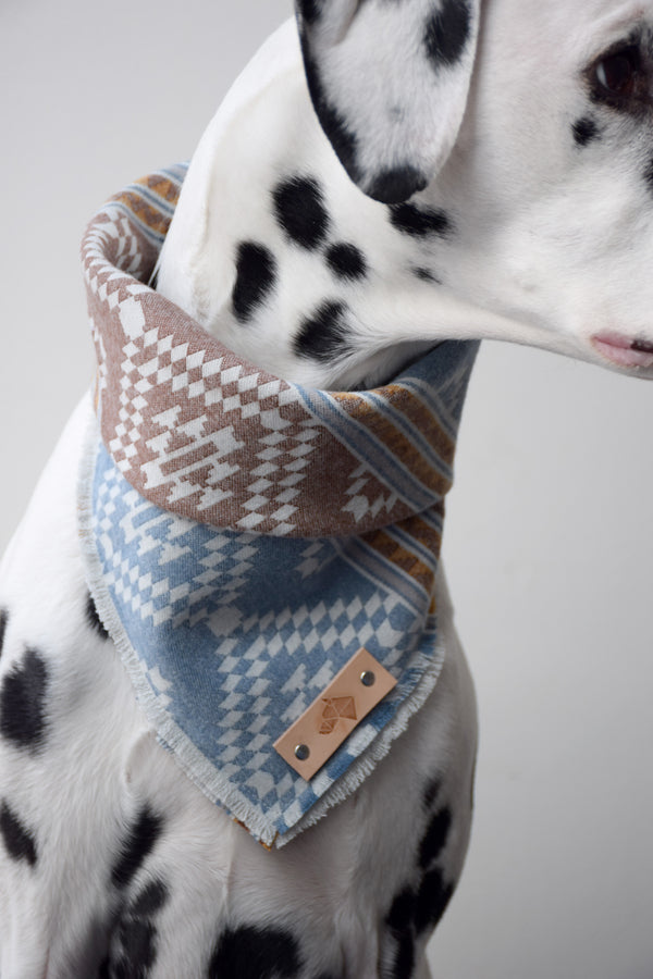 TERRACOTTA Luxe Fringed Flannel Dog Bandana - Snap/Tie On Cotton Scarf