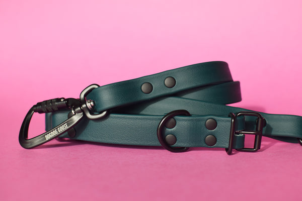 PREMADE COLLECTION - Forest & Black Convertible Biothane Hands-Free Waist Leash