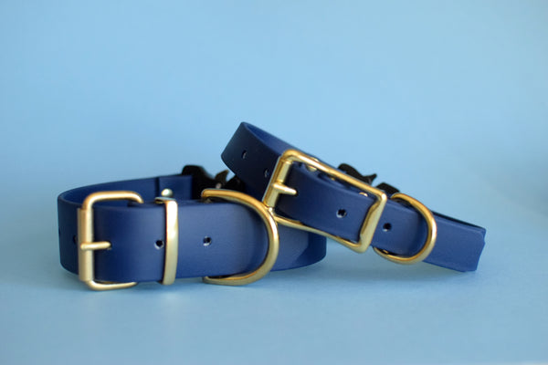 PREMADE COLLECTION - Navy & Brass Biothane Dog Collar