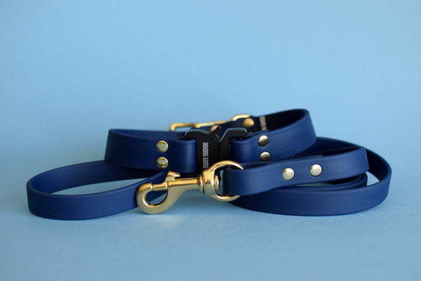 PREMADE COLLECTION - Navy & Brass Biothane Dog Collar