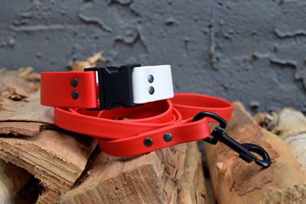 LUCI COLLECTION - Red & Black Biothane Dog Leash