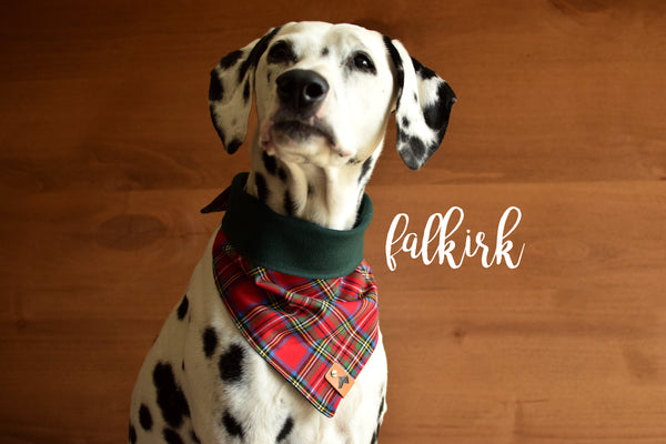 FALKIRK Reversible Cotton Dog Bandana - Snap/Tie On Cotton Scarf