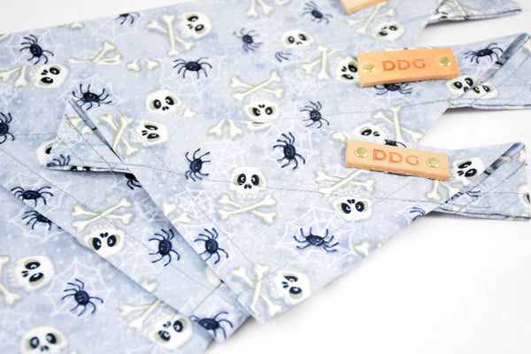 Dog Bandana - Spiders & Skulls Halloween Cotton Dog Scarf